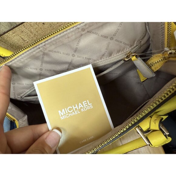 Michael Kors Large Charlotte Satchel Citrus Leather Purse NWT - Picture 7 of 11